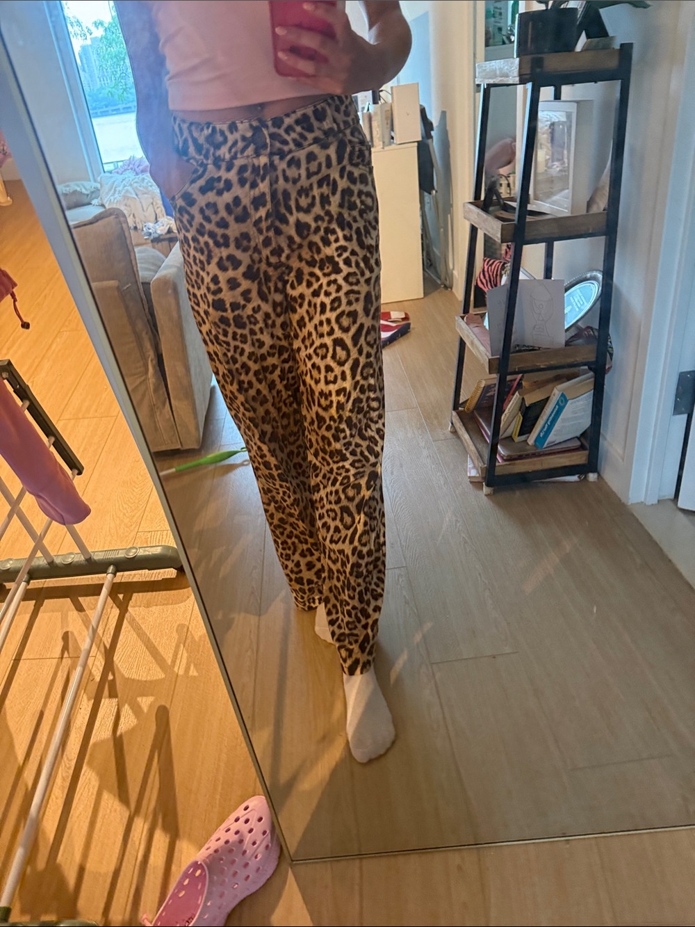 Zara Leopard Print Wide-Leg Pants in Brown and Black